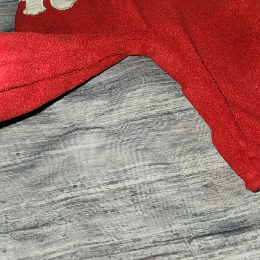 OshKosh B'gosh Red Fleece Dog Applique Overalls Jumper Baby 18‎ Months